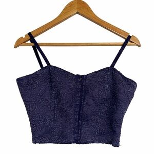 BKE Y2K Corset Crop Top Paisley Embroidered Cami Medium